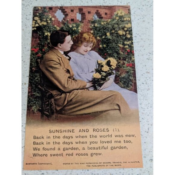 Antique WWI Songs Military Soldier Sweetheart Postcards - Sunshine & roses - Picture 2 of 10